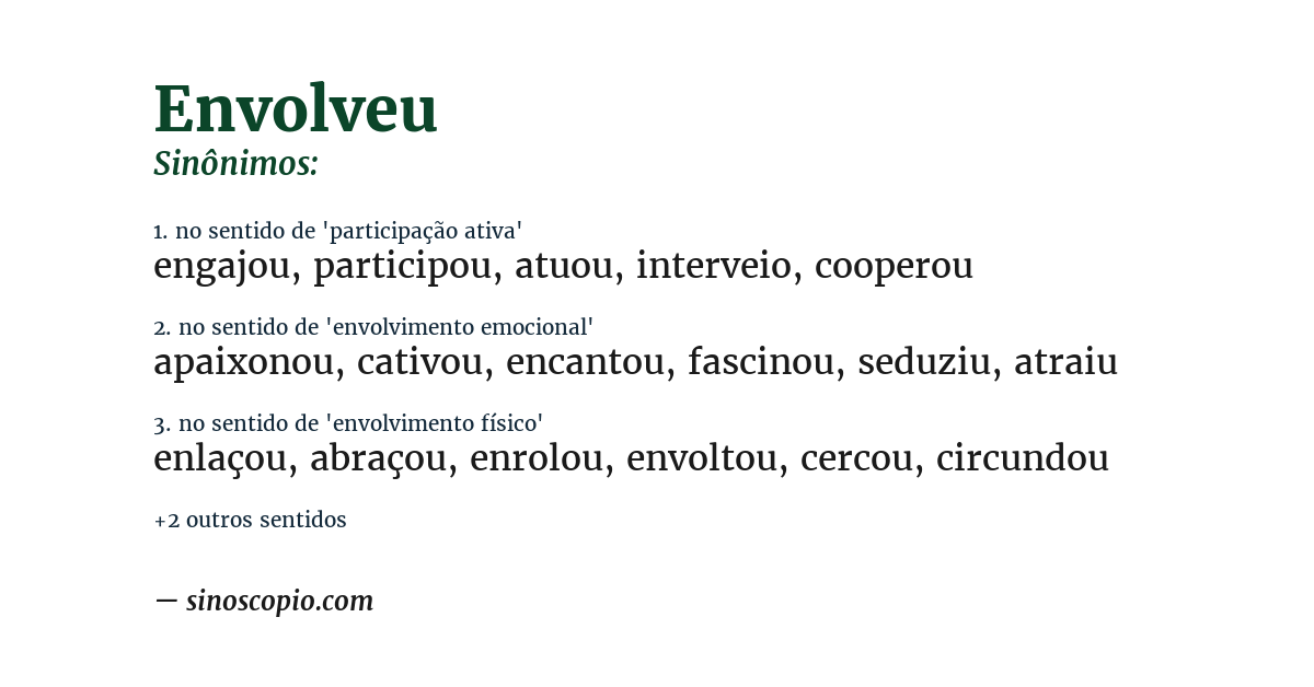 Sinônimo de envolveu