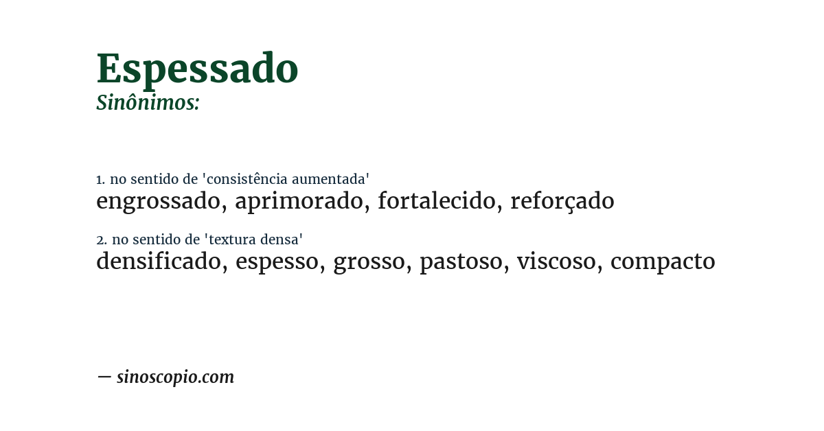 Sinônimo de espessado