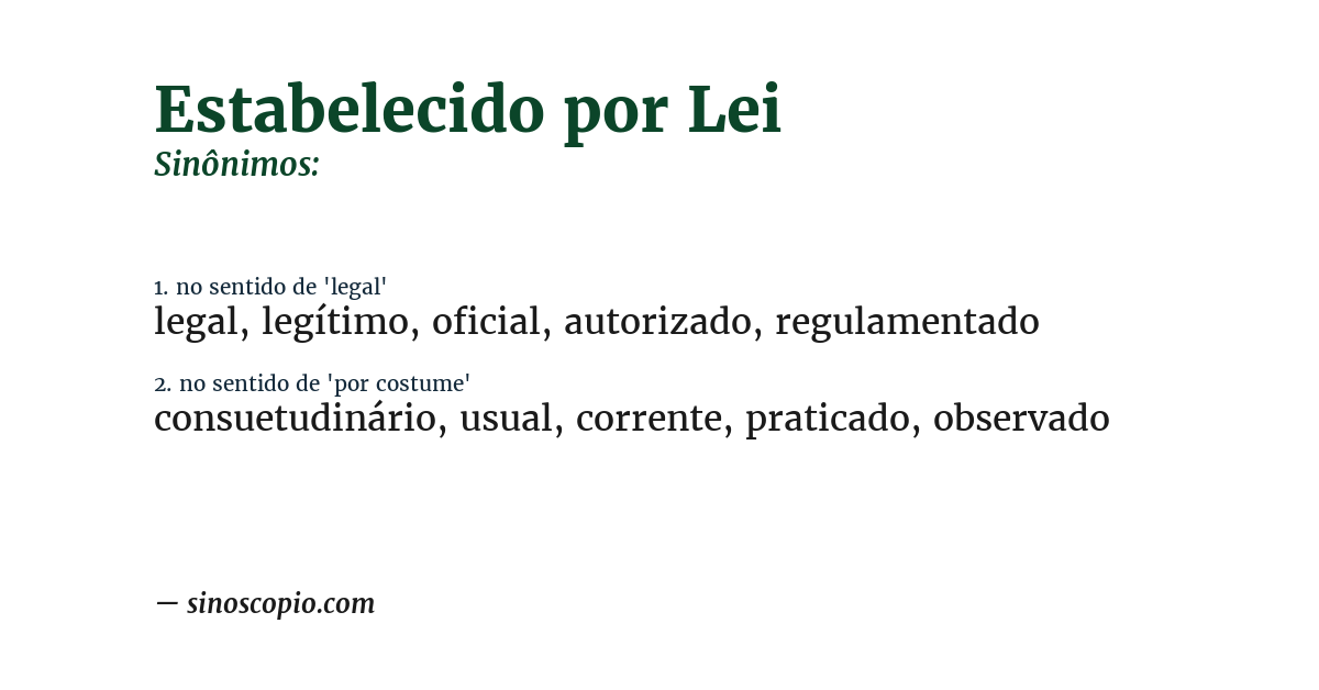 Sinônimo de estabelecido por lei