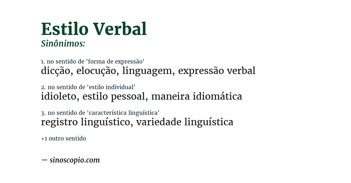 Sinônimo de estilo verbal