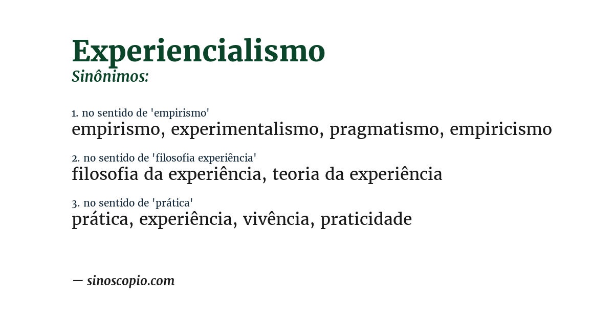Sinônimo de experiencialismo