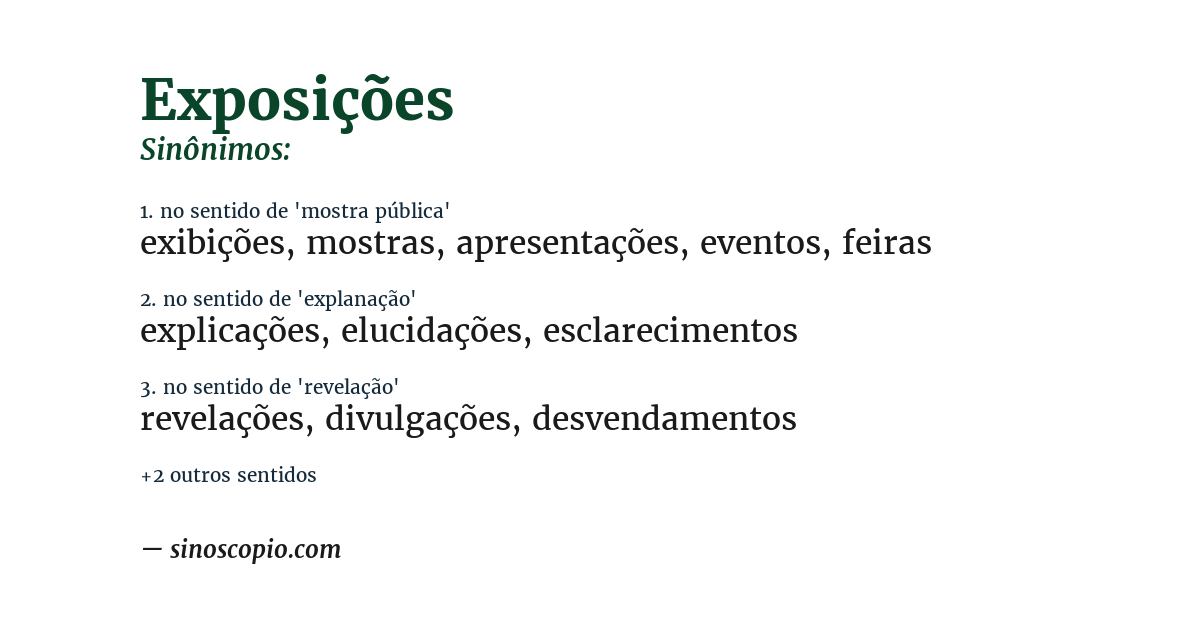 Sinônimo de exposições