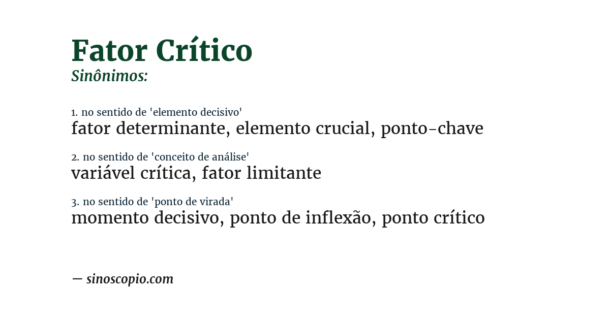 Sinônimo de fator crítico