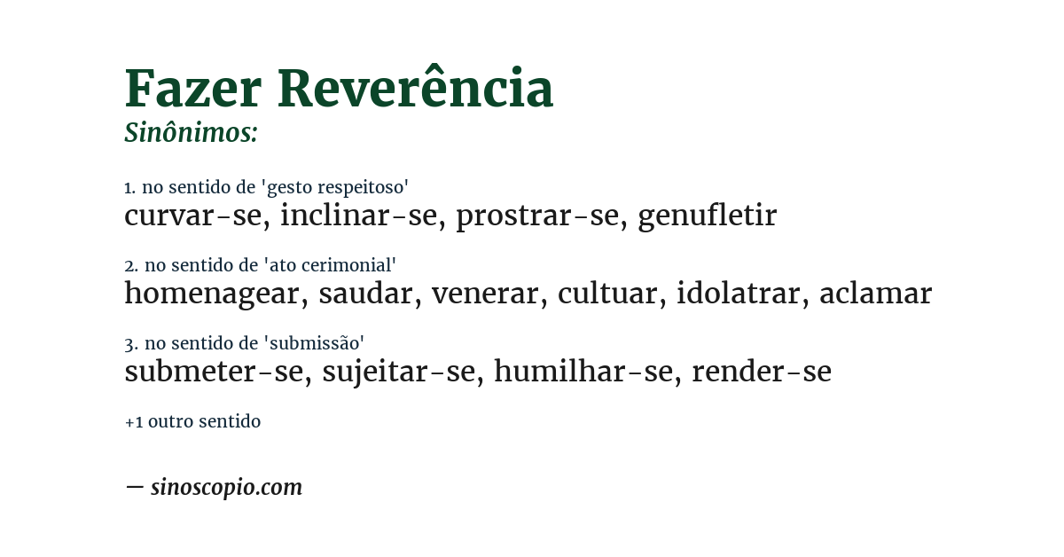 Sinônimo de fazer reverência