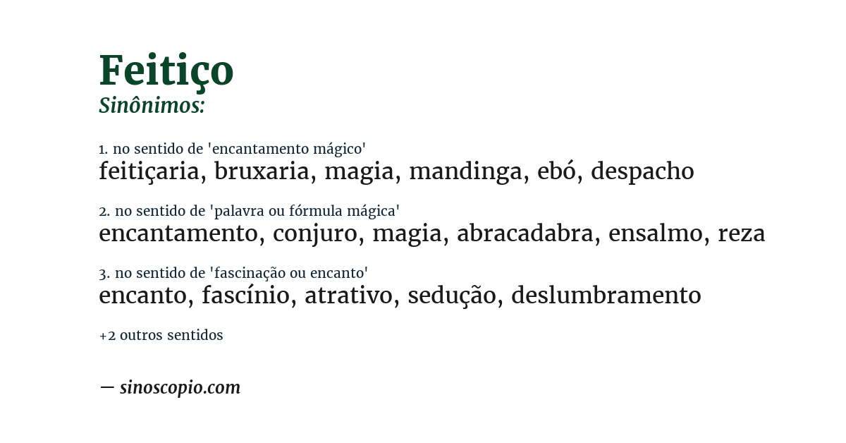 Sinônimo de feitiço
