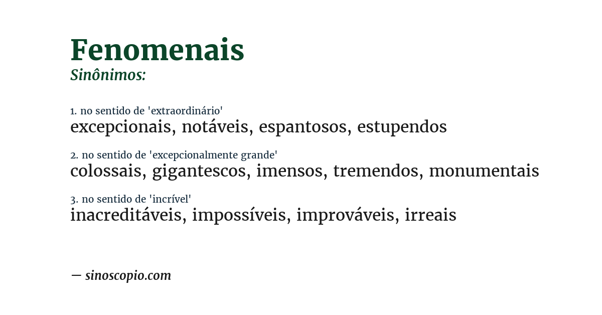 Sinônimo de fenomenais