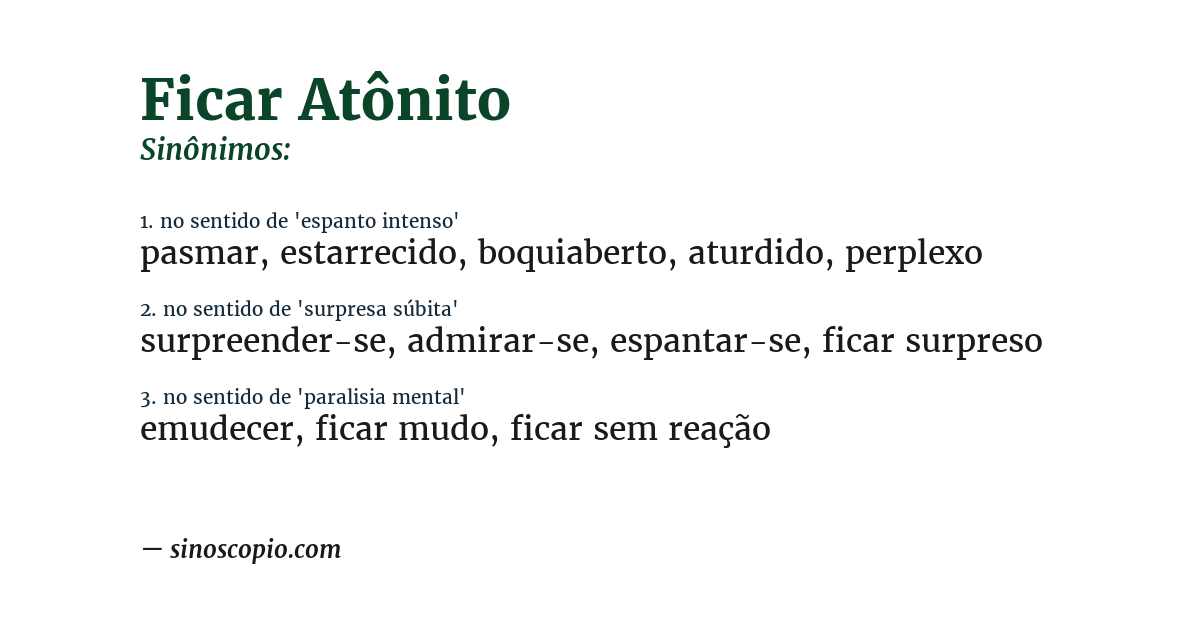 Sinônimo de ficar atônito