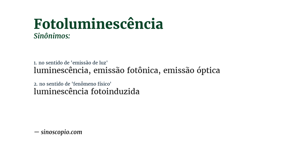 Sinônimo de fotoluminescência