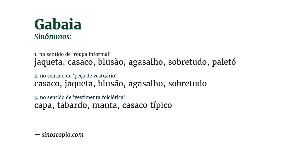 Sinônimo de gabaia