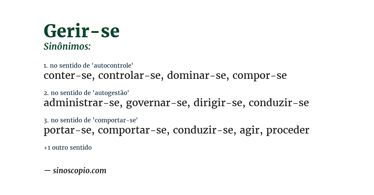 Sinônimo de gerir-se