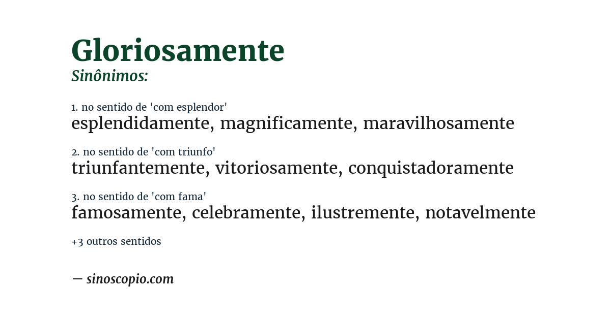 Sinônimo de gloriosamente