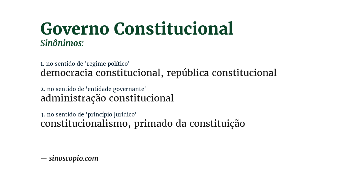 Sinônimo de governo constitucional