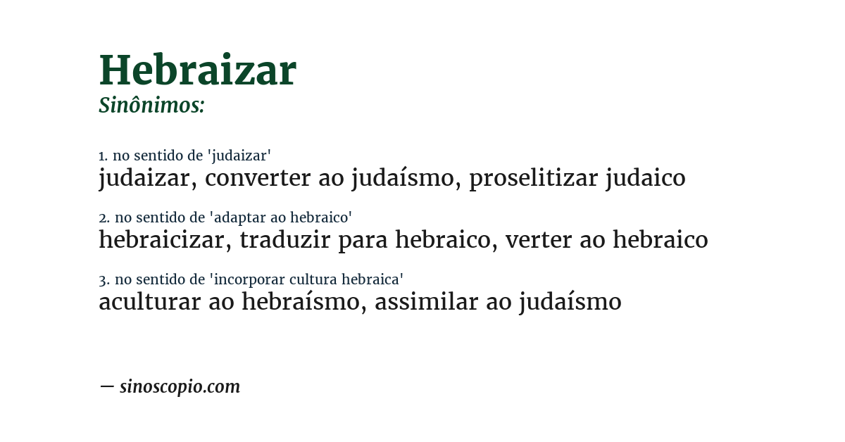 Sinônimo de hebraizar