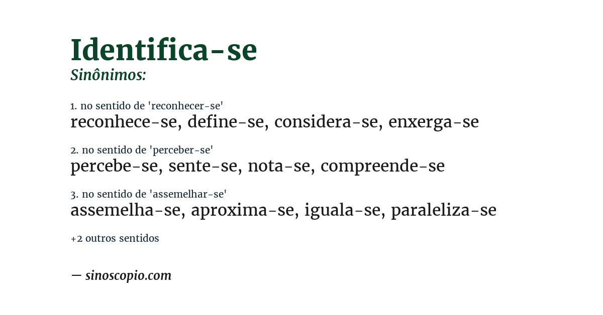 Sinônimo de identifica-se