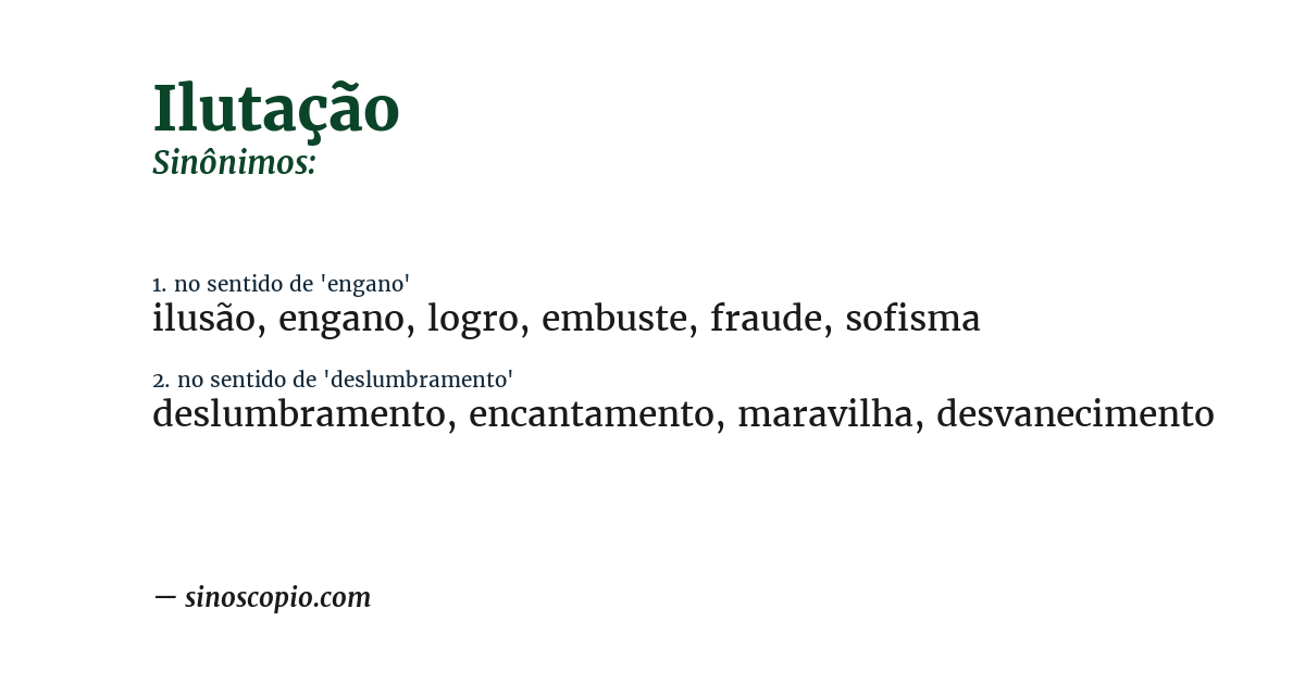 Sinônimo de ilutação