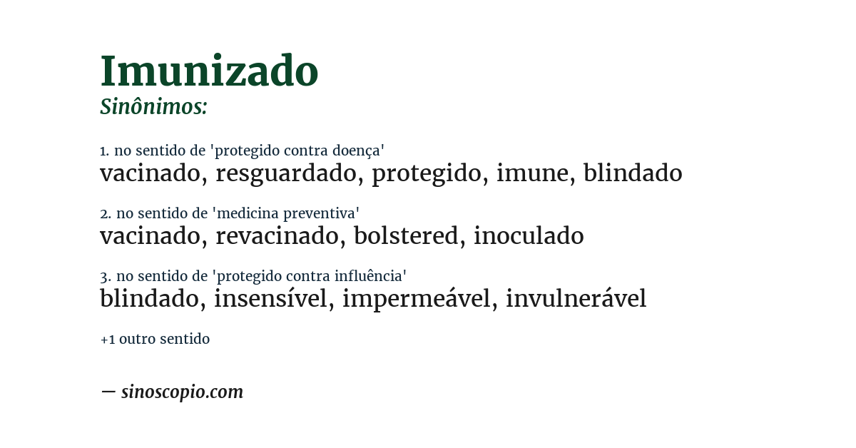 Sinônimo de imunizado