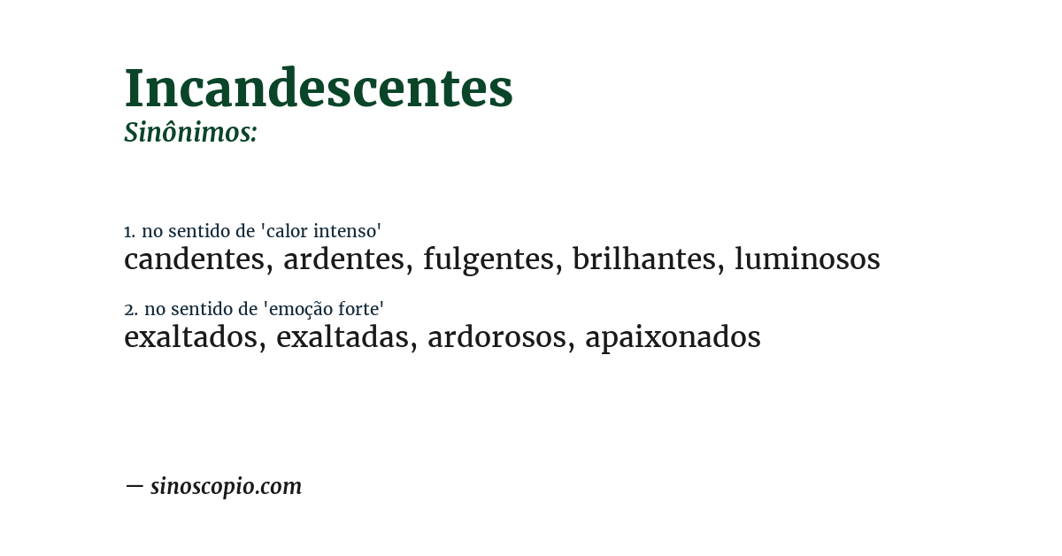 Sinônimo de incandescentes