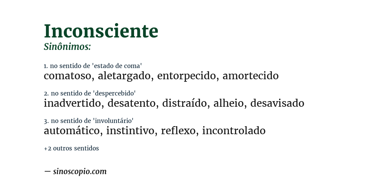 Sinônimo de inconsciente