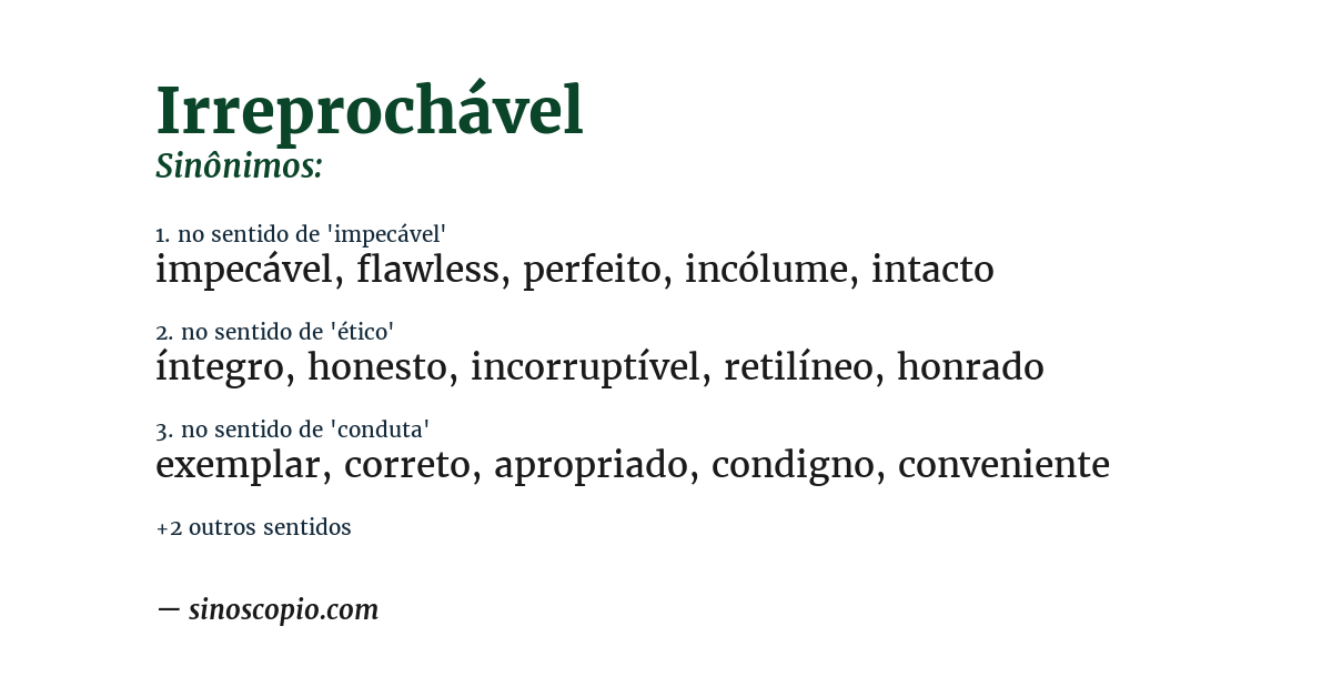 Sinônimo de irreprochável