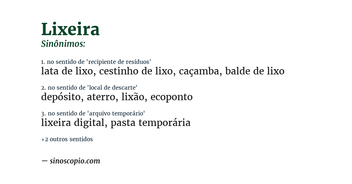 Sinônimo de lixeira