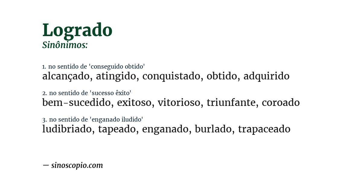Sinônimo de logrado