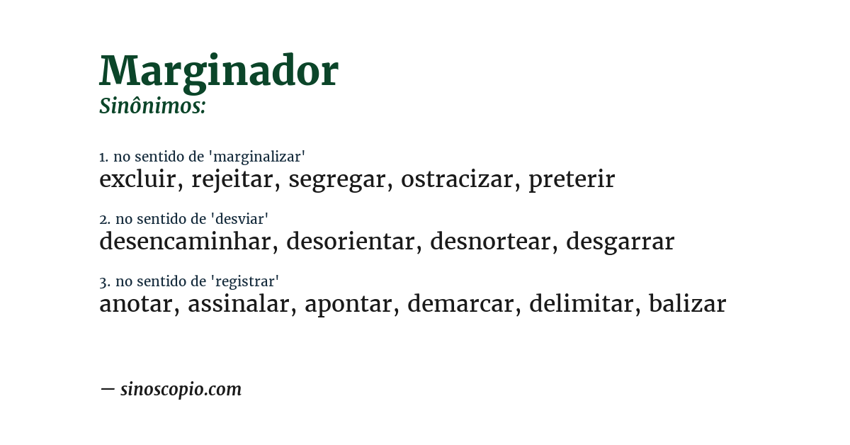 Sinônimo de marginador