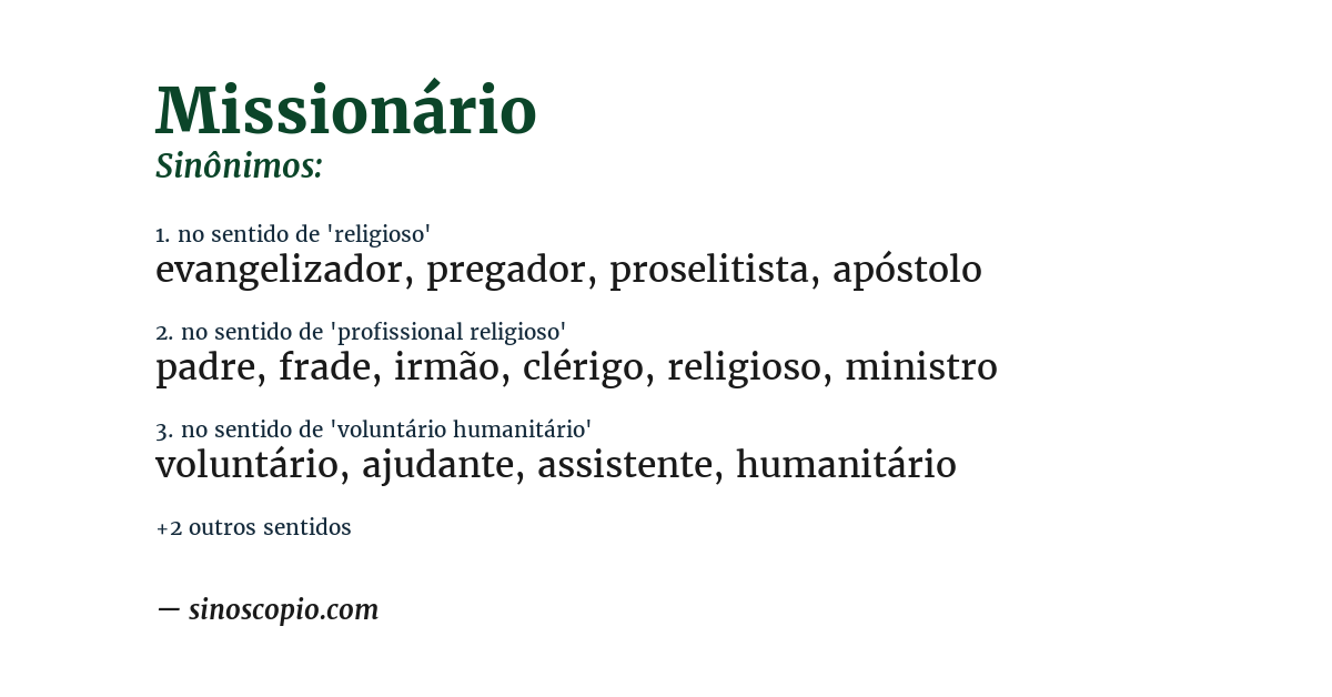 Sinônimo de missionário