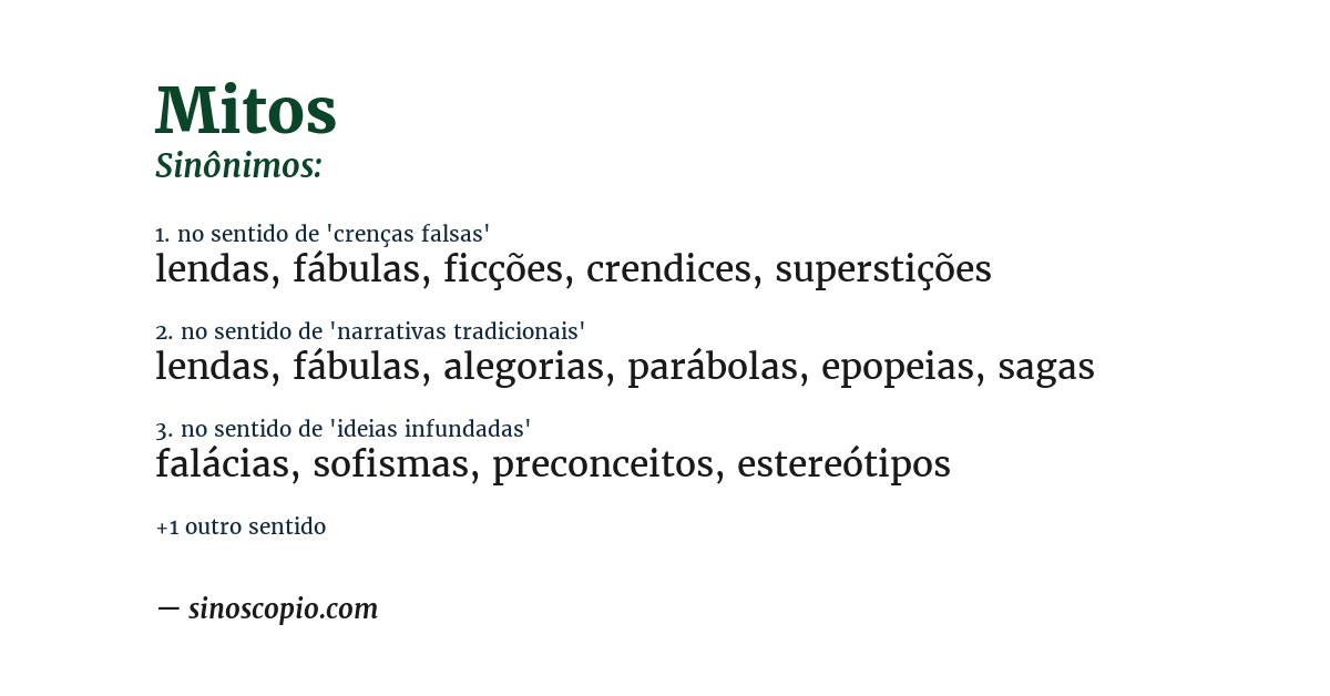 Sinônimo de mitos
