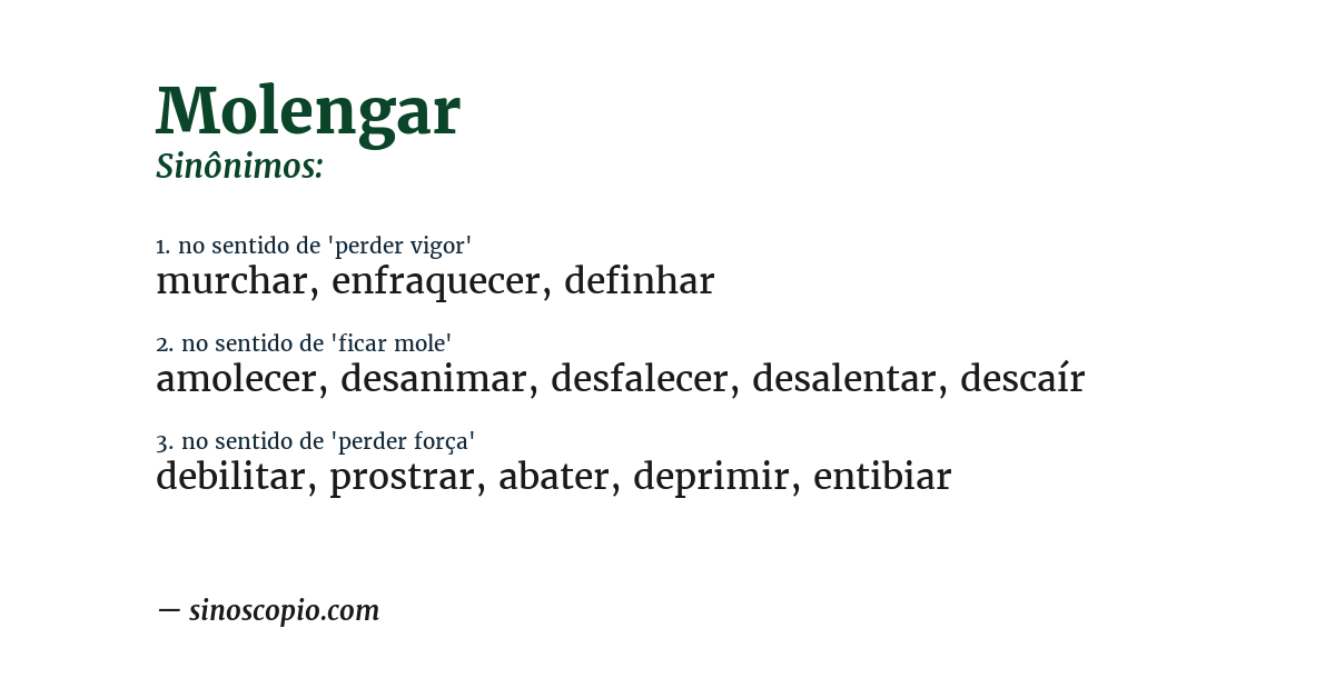 Sinônimo de molengar