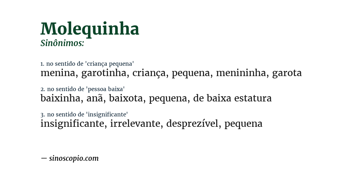 Sinônimo de molequinha