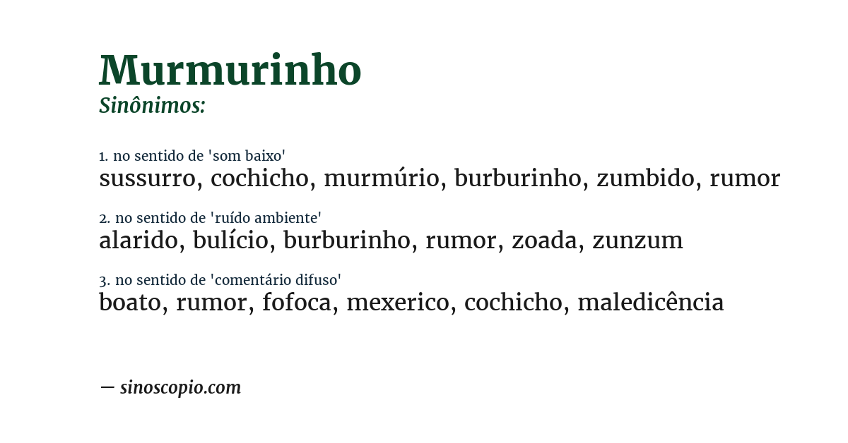 Sinônimo de murmurinho