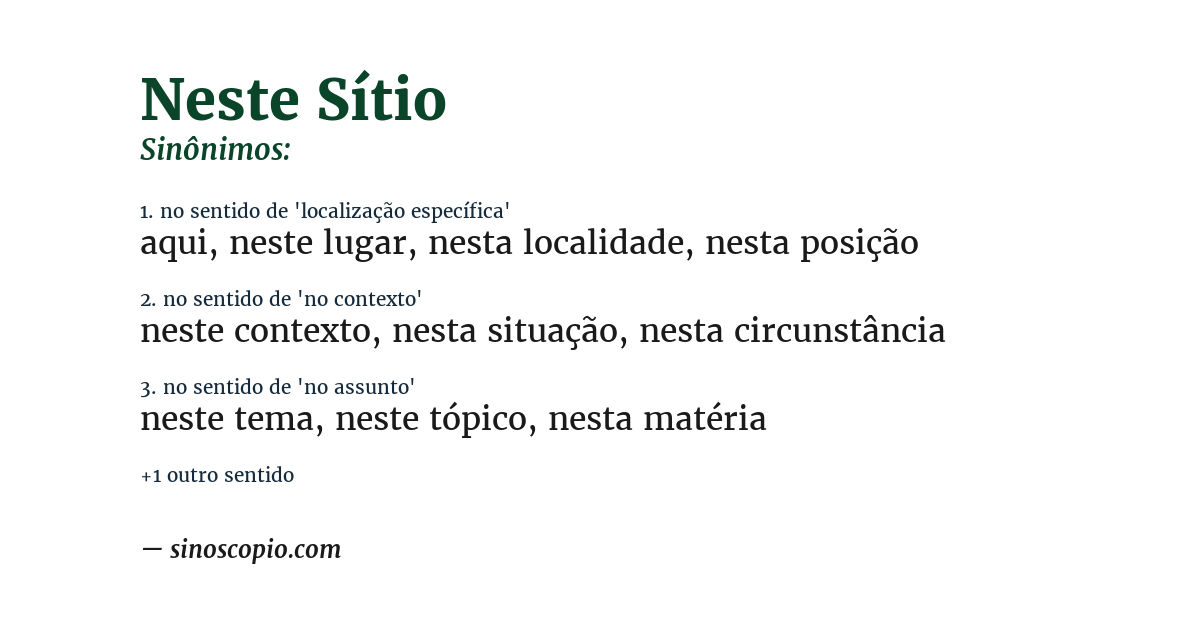 Sinônimo de neste sítio