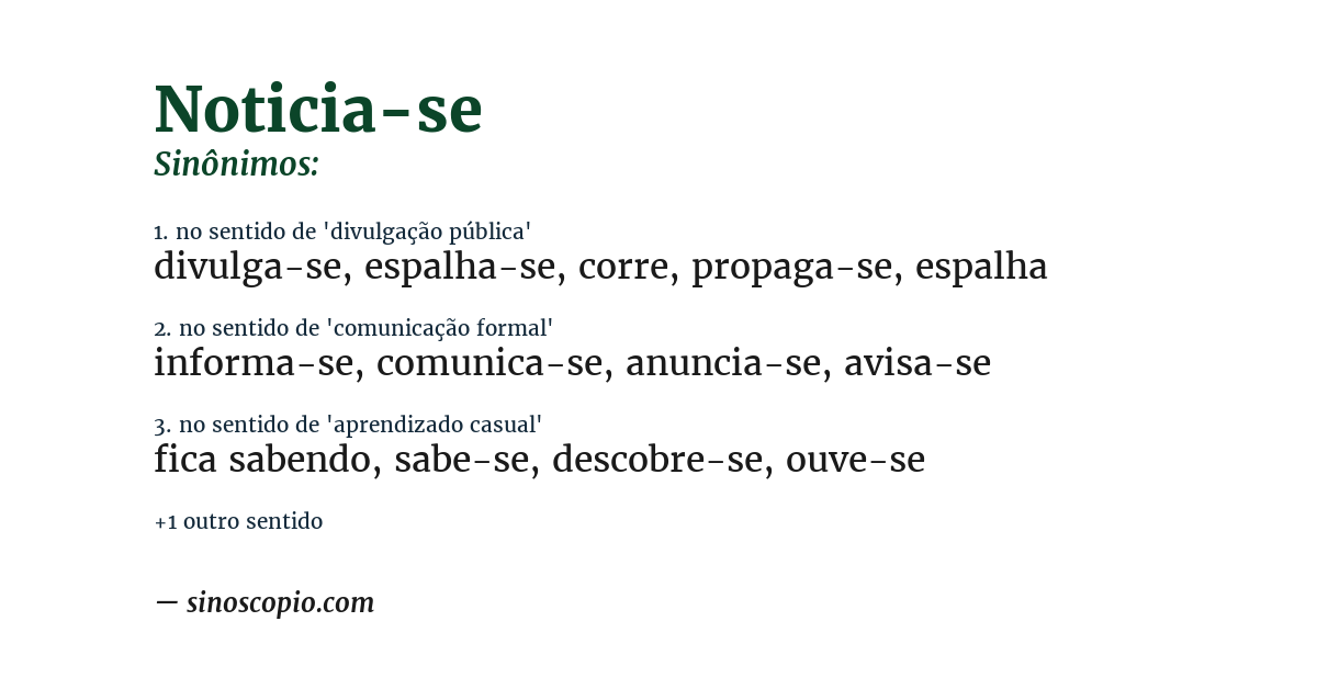 Sinônimo de noticia-se