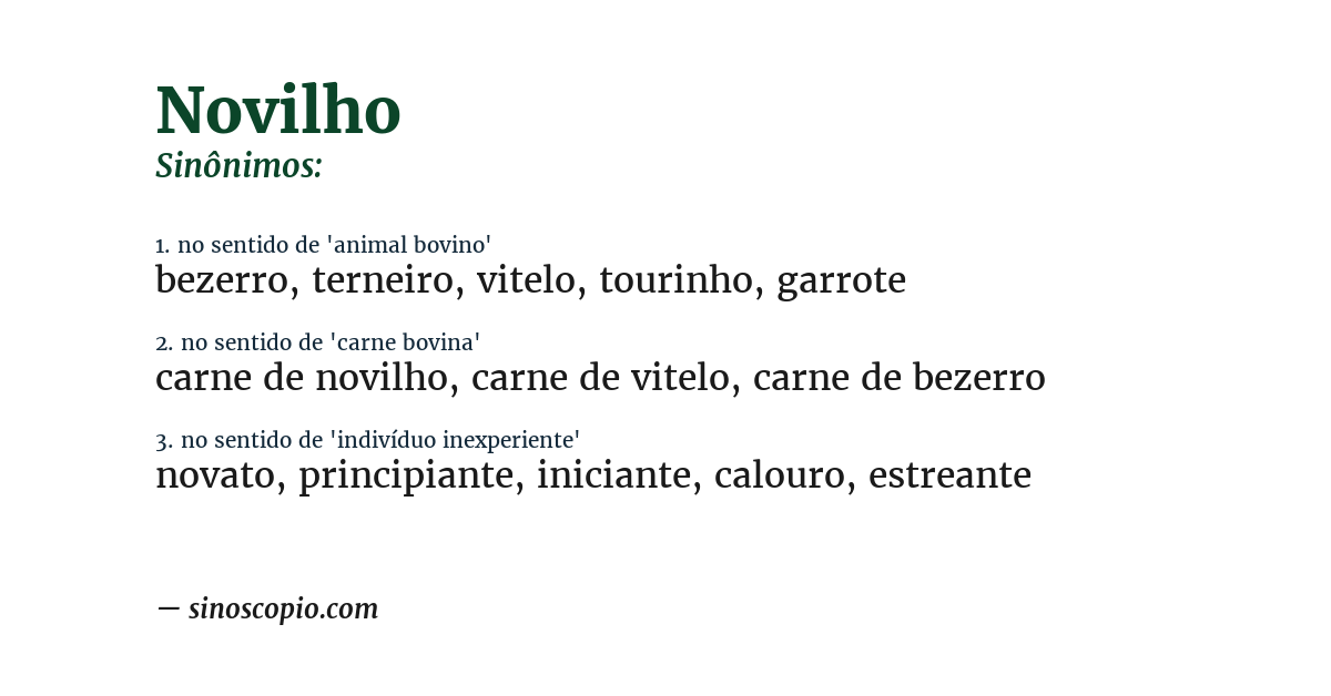 Sinônimo de novilho