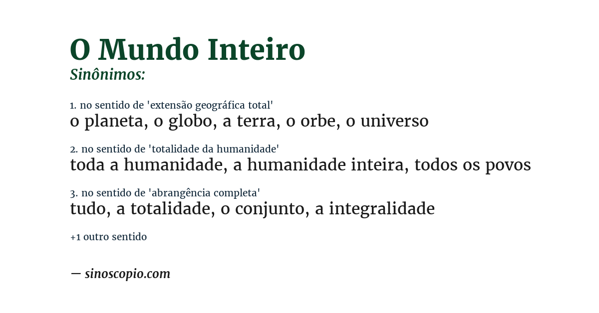 Sinônimo de o mundo inteiro