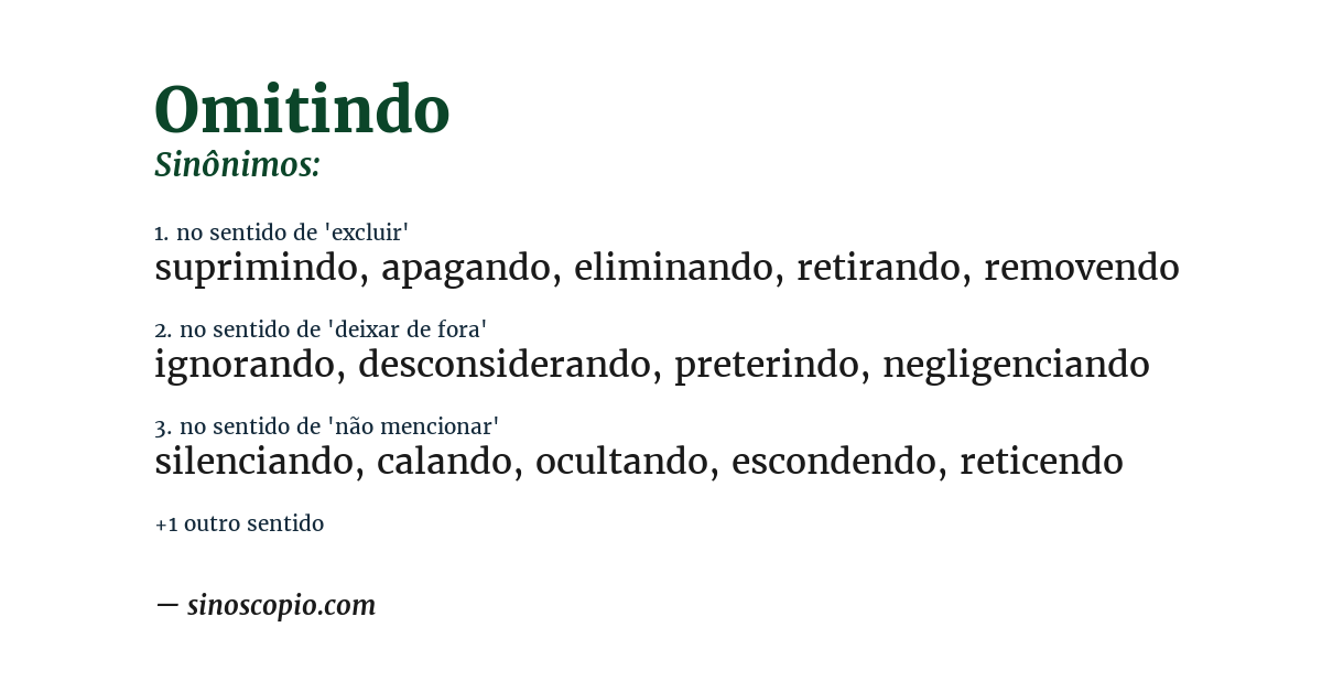 Sinônimo de omitindo