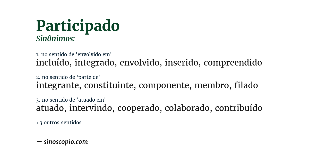Sinônimo de participado