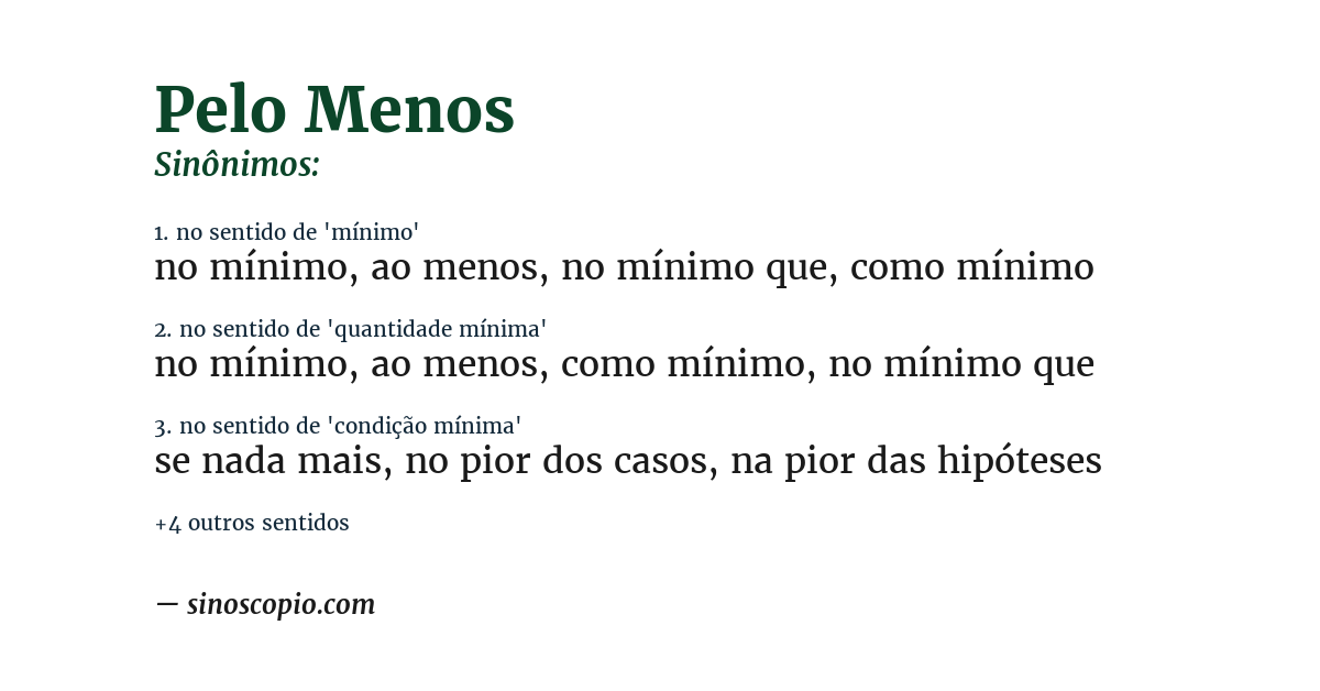 Sinônimo de pelo menos