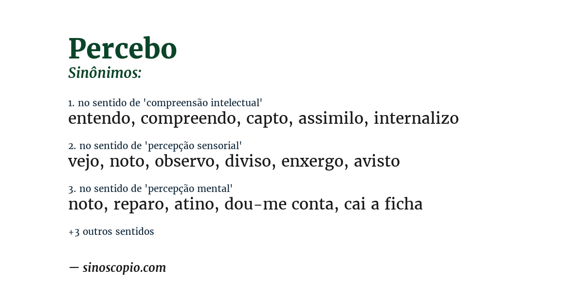 Sinônimo de percebo