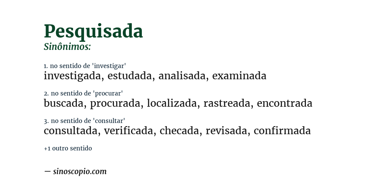 Sinônimo de pesquisada