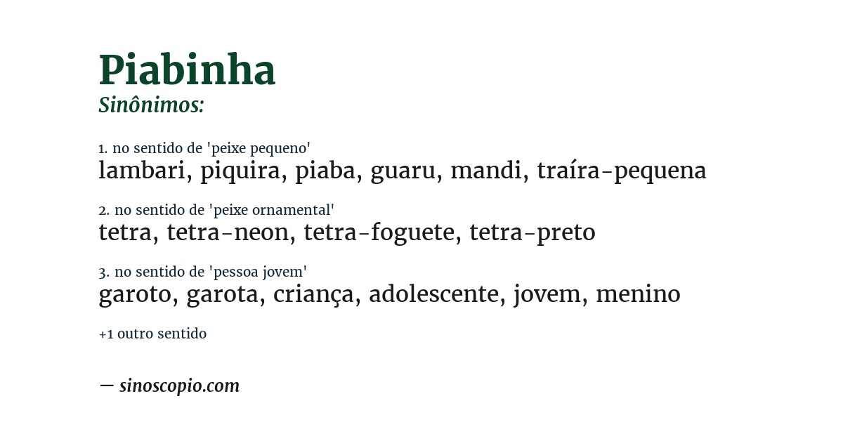 Sinônimo de piabinha