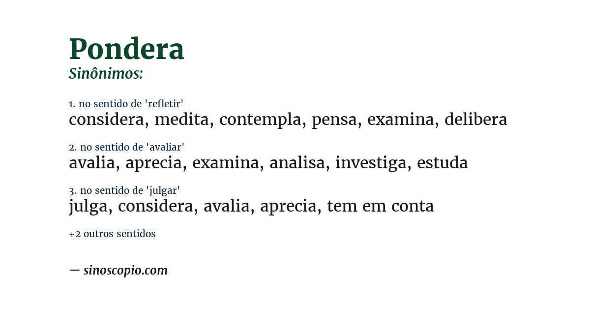 Sinônimo de pondera