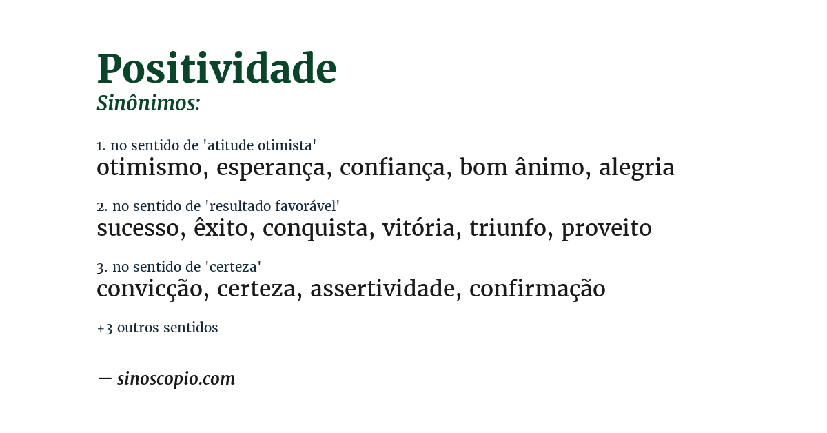 Sinônimo de positividade