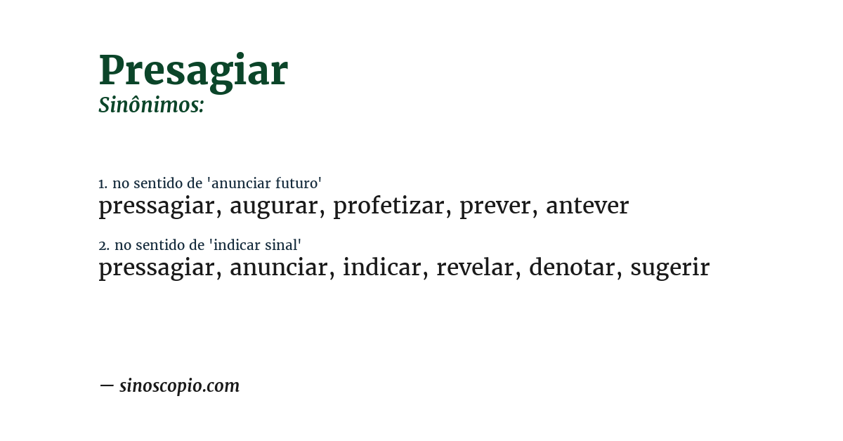 Sinônimo de presagiar