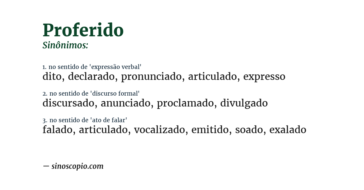 Sinônimo de proferido