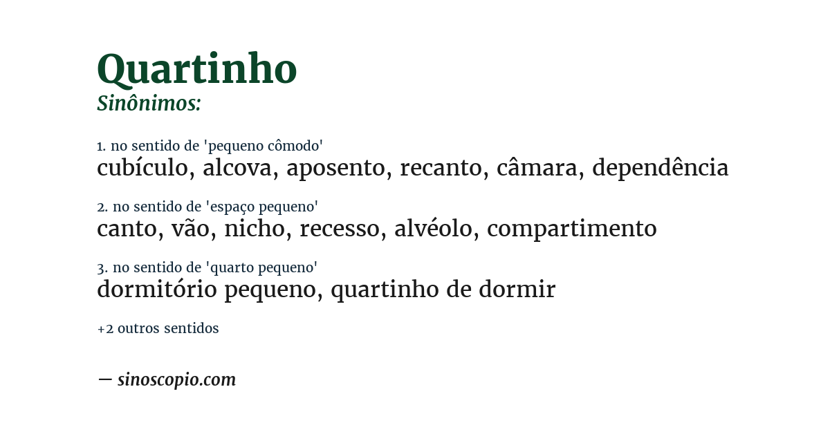 Sinônimo de quartinho