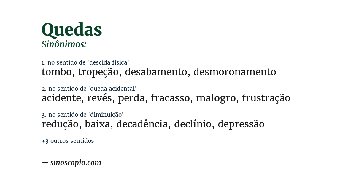 Sinônimo de quedas