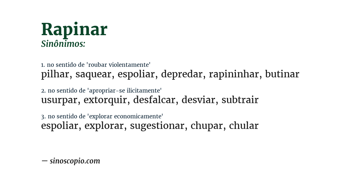 Sinônimo de rapinar