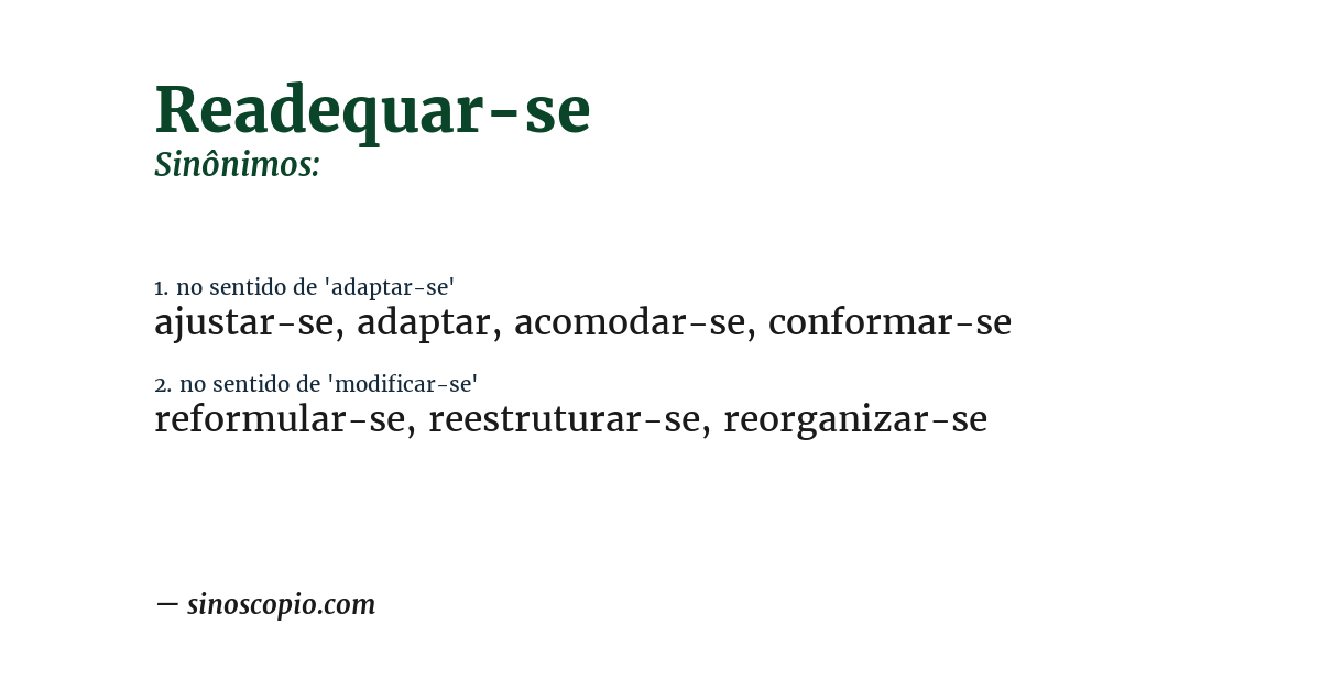 Sinônimo de readequar-se
