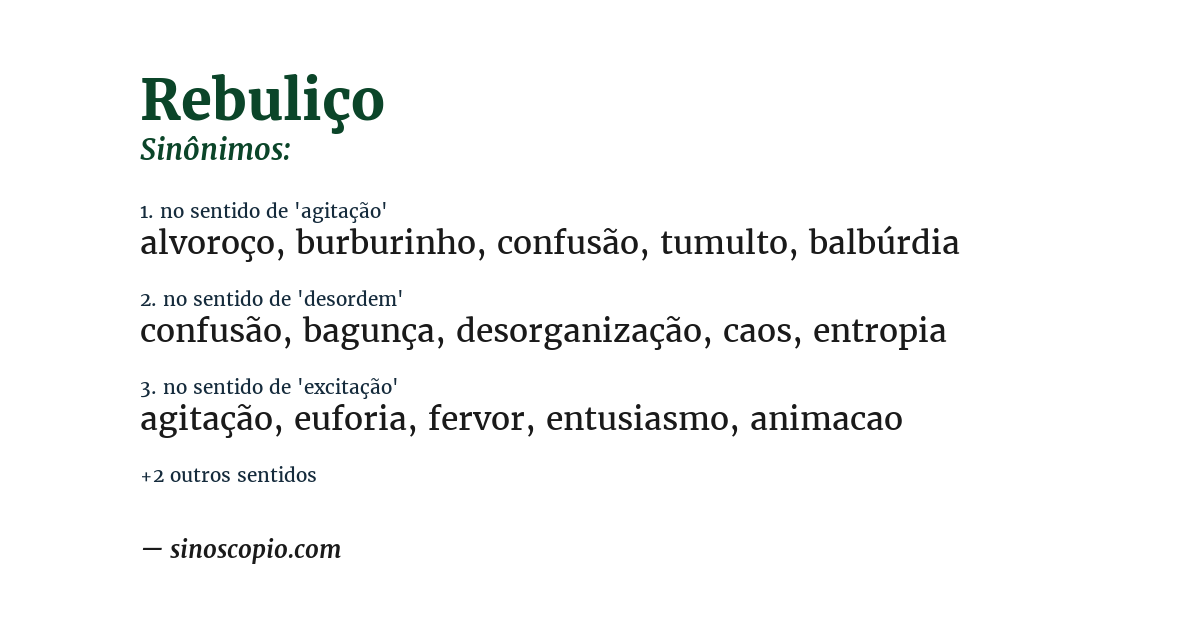 Sinônimo de rebuliço